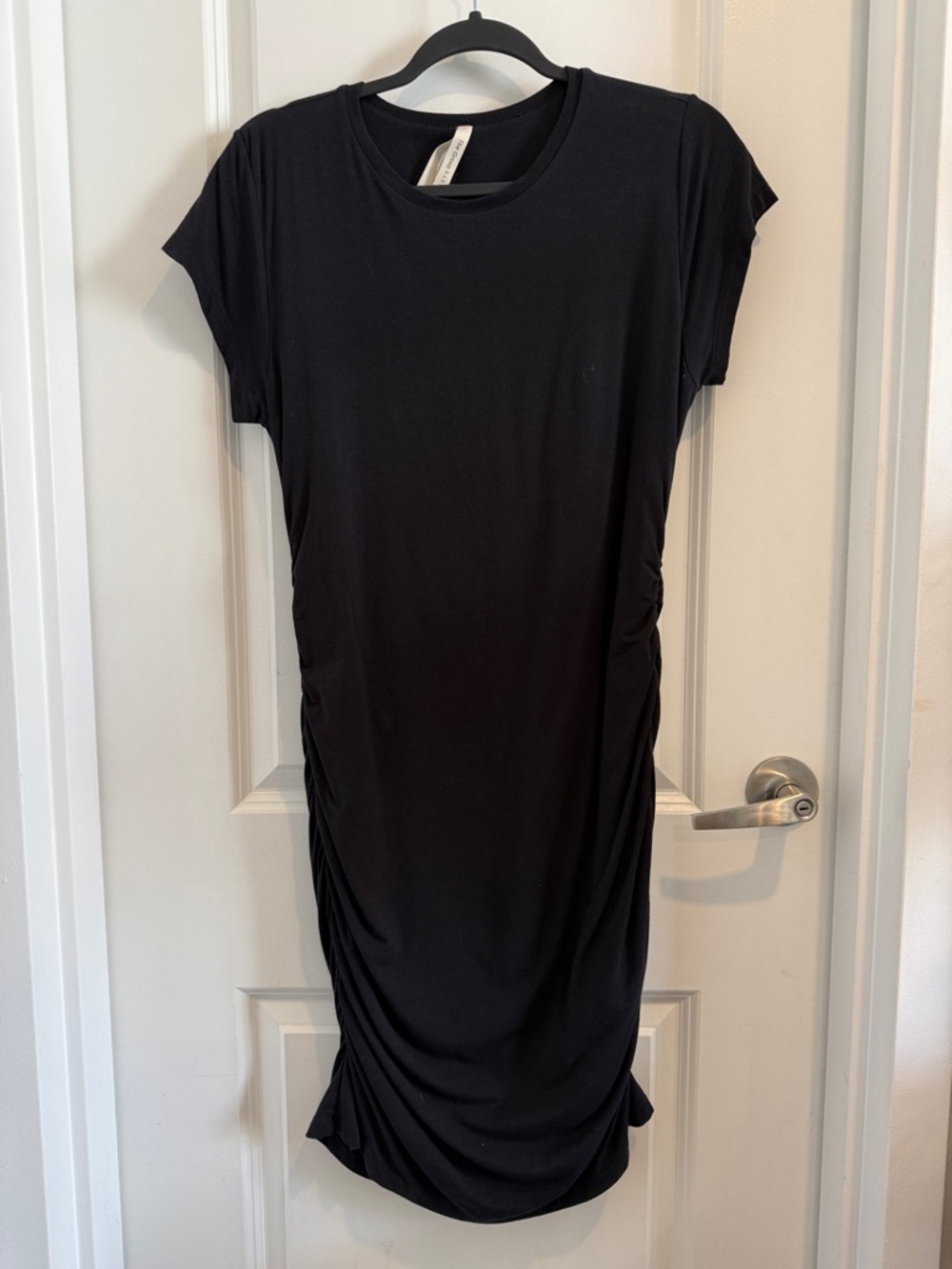 Babaton Black Midi Ruched Tee Dress